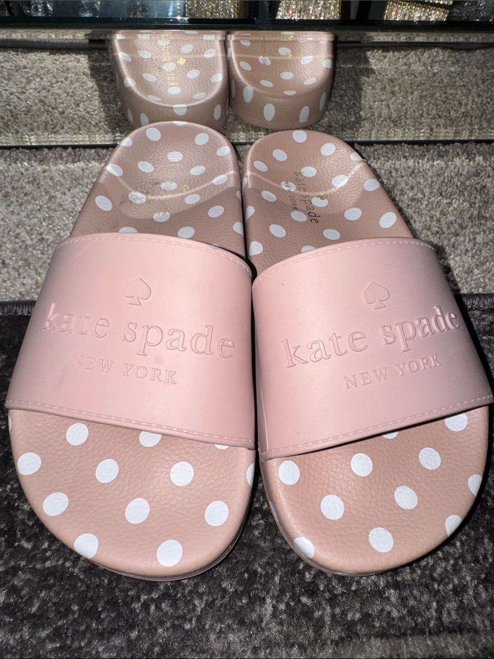 kate spade Pink Polka Dot Slide Sandals